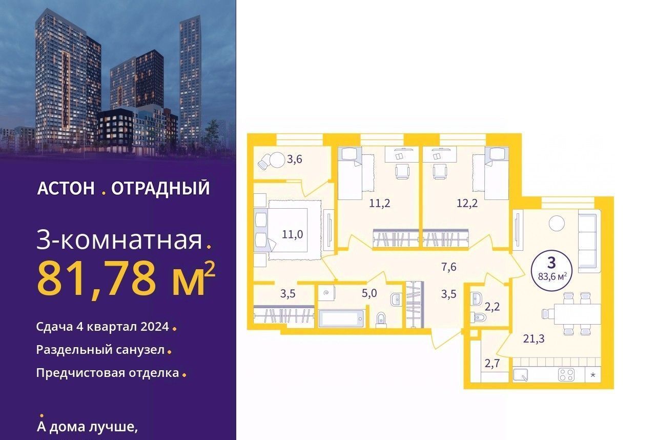 квартира г Екатеринбург р-н Верх-Исетский ВИЗ Геологическая ЖК Астон Отрадный фото 1