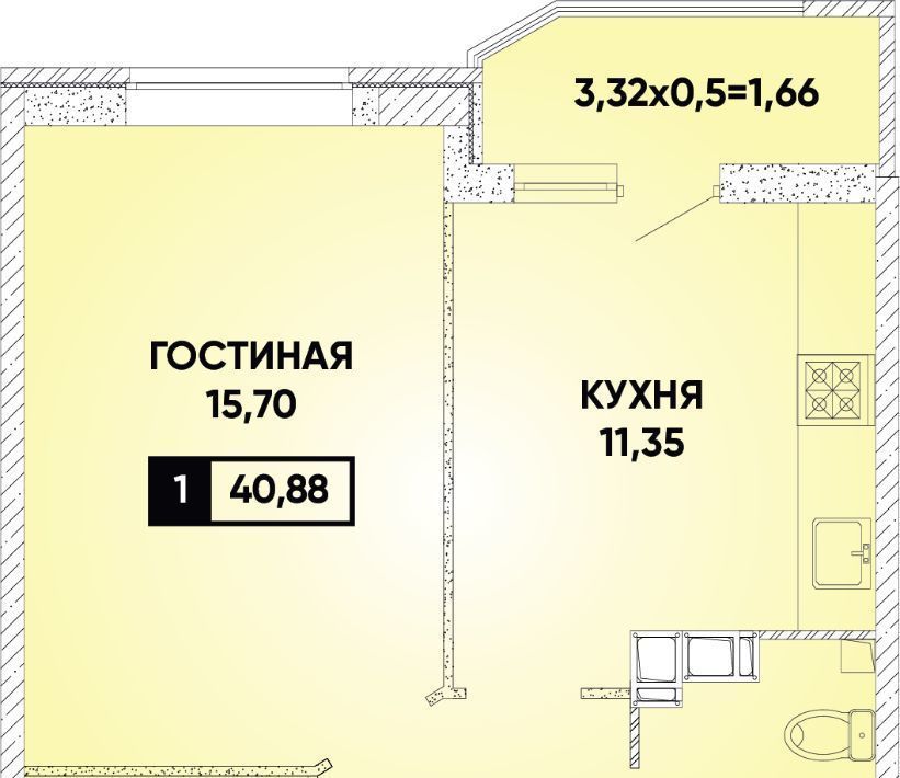 квартира г Краснодар р-н Прикубанский микрорайон «Губернский» фото 1