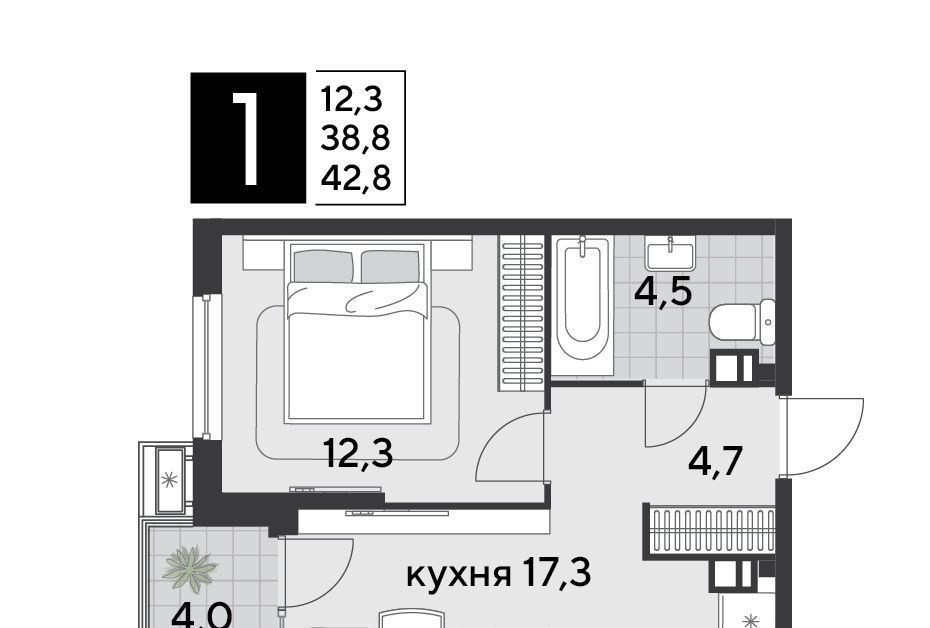 квартира г Краснодар р-н Прикубанский ЖК «Парк Победы» фото 2