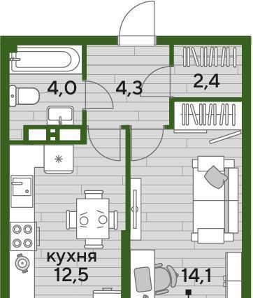 квартира г Краснодар р-н Прикубанский Догма Парк мкр фото 3