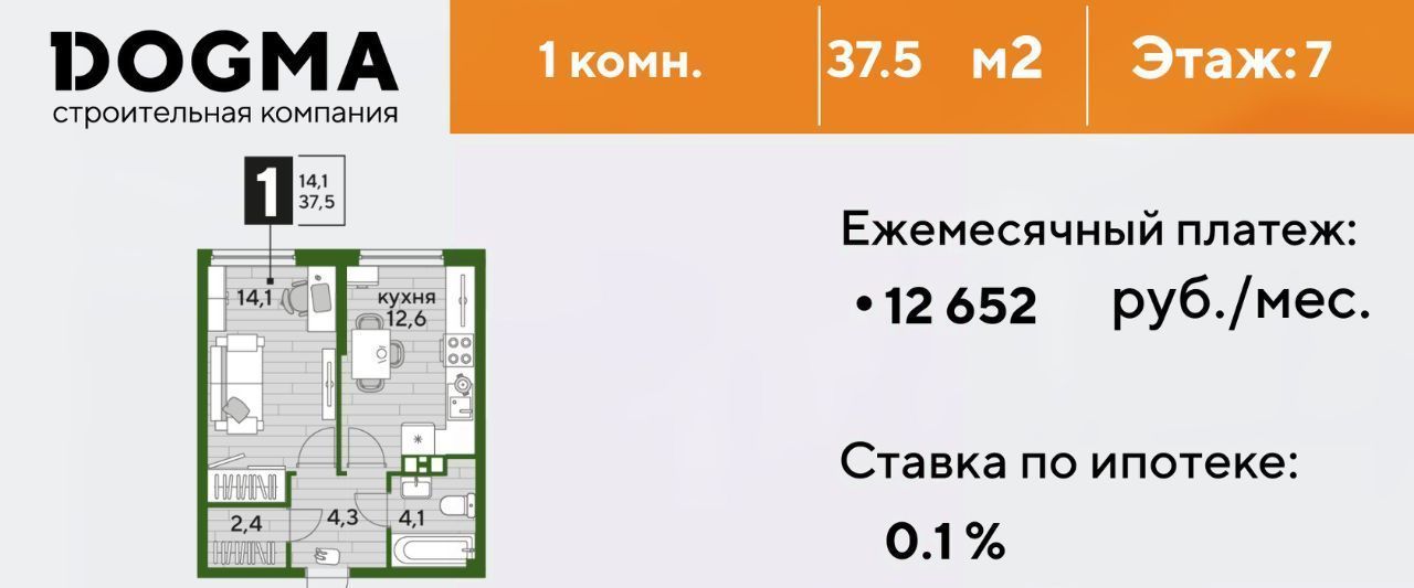 квартира г Краснодар р-н Прикубанский Догма Парк мкр фото 1