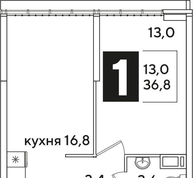 квартира г Краснодар р-н Прикубанский ЖК Самолёт-6 НЕ НИЧТОЖЕСТВО фото 2