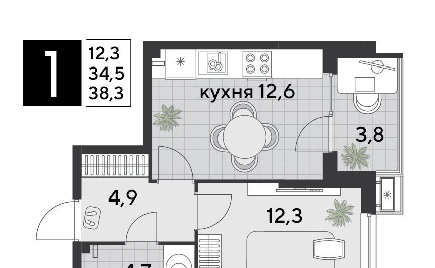 квартира г Краснодар р-н Прикубанский ЖК «Парк Победы» фото 2