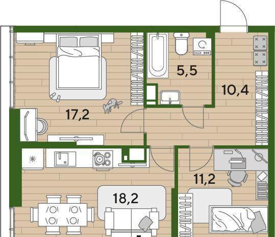 квартира г Краснодар р-н Прикубанский ул им. Анны Ахматовой фото 3