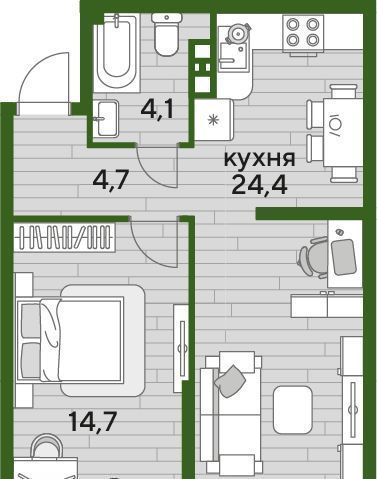 квартира г Краснодар р-н Прикубанский Догма Парк мкр фото 3