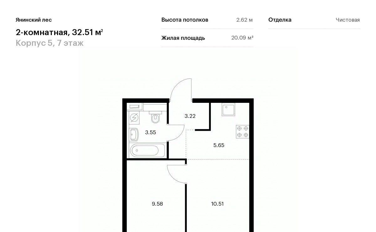 квартира р-н Всеволожский п Янино-1 ЖК Янинский Лес 9 Заневское городское поселение, Проспект Большевиков фото 1