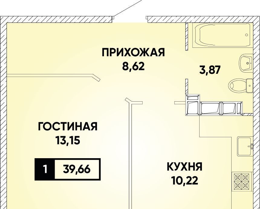 квартира г Краснодар р-н Прикубанский микрорайон «Губернский» фото 1