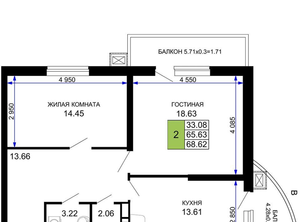 квартира г Краснодар р-н Прикубанский микрорайон «Московский» 112 фото 1