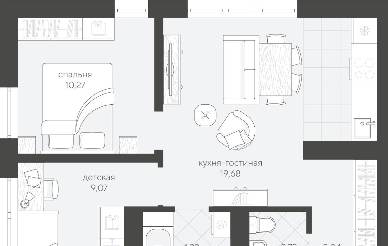 квартира г Тюмень р-н Калининский ул Василия Малкова 10 фото 1