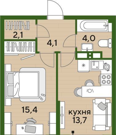 квартира г Краснодар р-н Прикубанский Догма Парк мкр фото 3