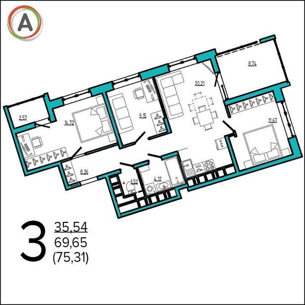 квартира г Брянск р-н Советский ул. Бежицкая, д. 19 фото 1