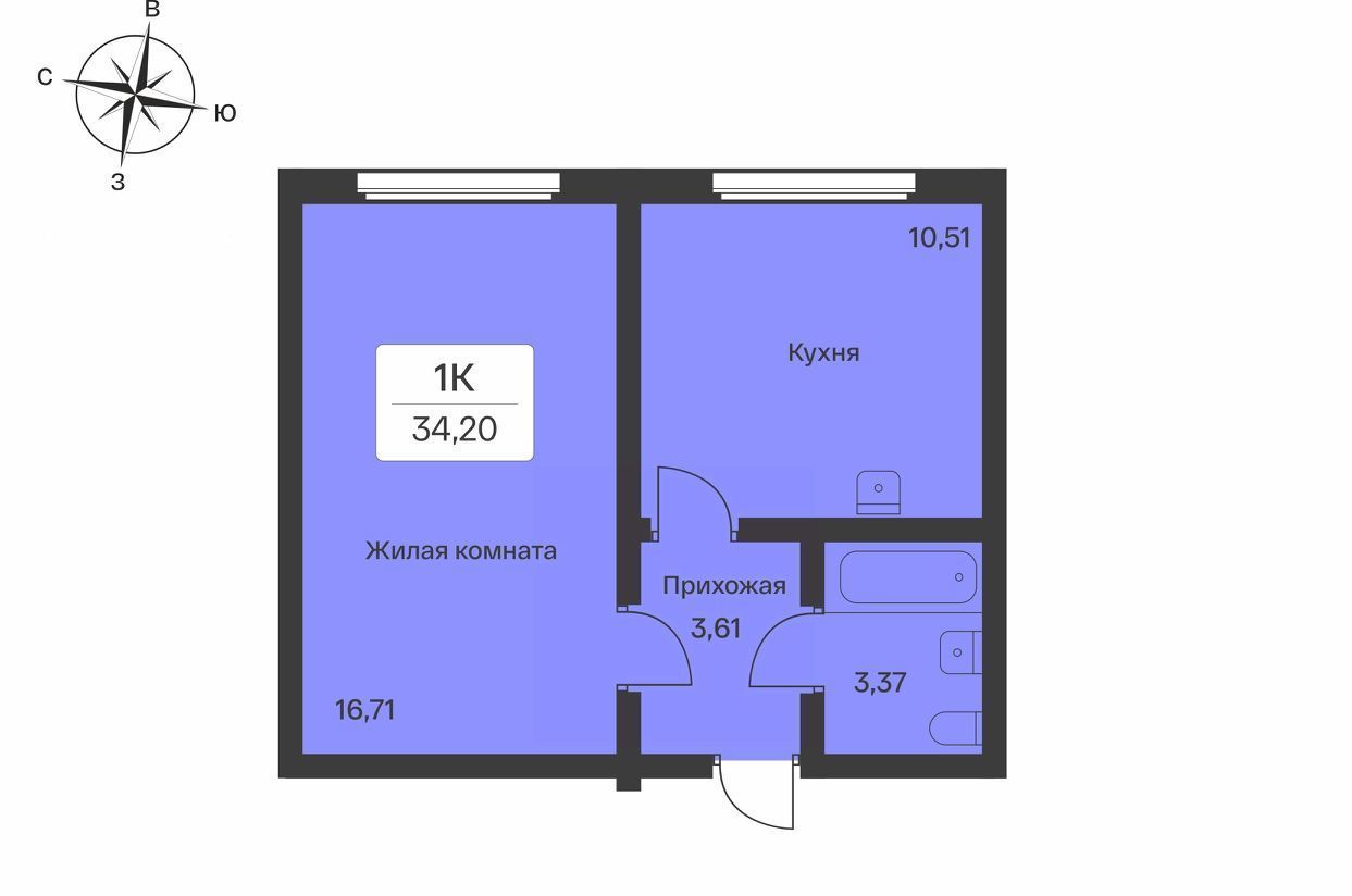 квартира р-н Всеволожский п Янино-1 ЖК Расцветай Янино Заневское городское поселение, Проспект Большевиков фото 1