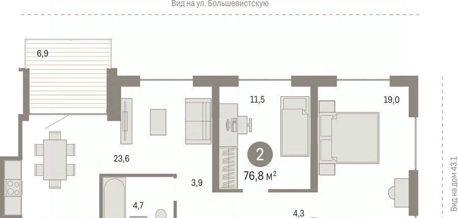 квартира г Новосибирск Речной вокзал ул Большевистская 43/2с фото 1