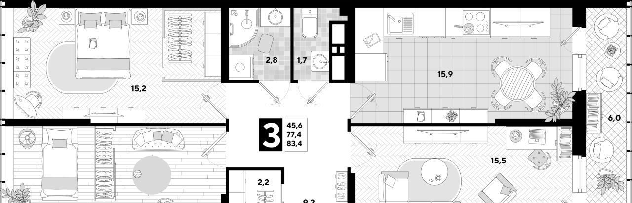 квартира г Краснодар р-н Прикубанский ул им. Константина Гондаря 103 фото 3