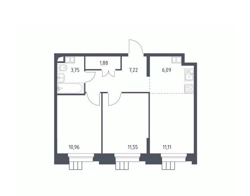 квартира г Москва п Мосрентген метро Тропарёво метро Румянцево мк, к 1. 1 фото 1