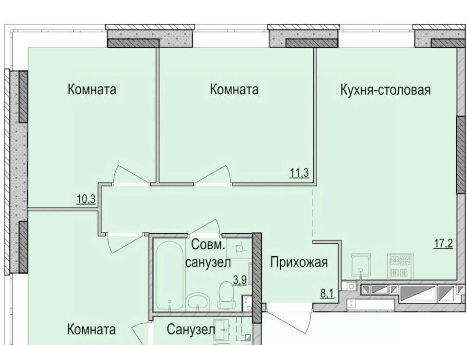 квартира г Ижевск р-н Первомайский Ракетный ЖК Умные Кварталы А14 жилрайон, 3-й мкр фото 1