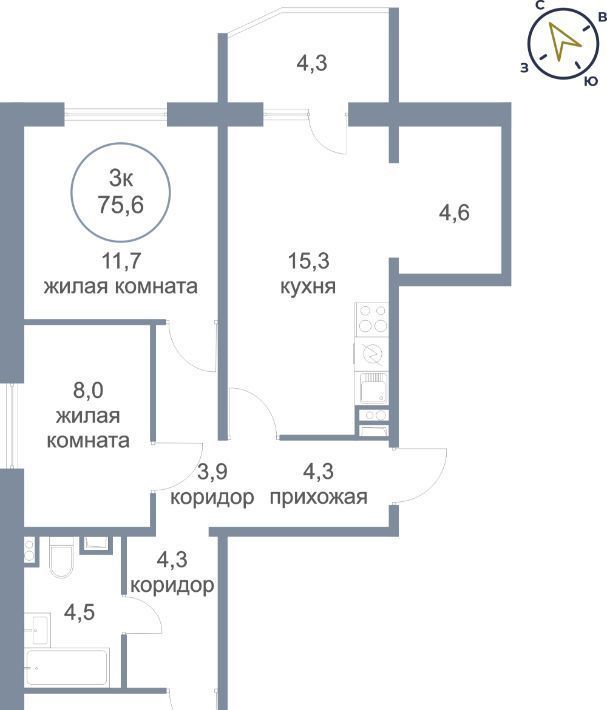 квартира р-н Сургутский пгт Белый Яр ул Фадеева 30 фото 1