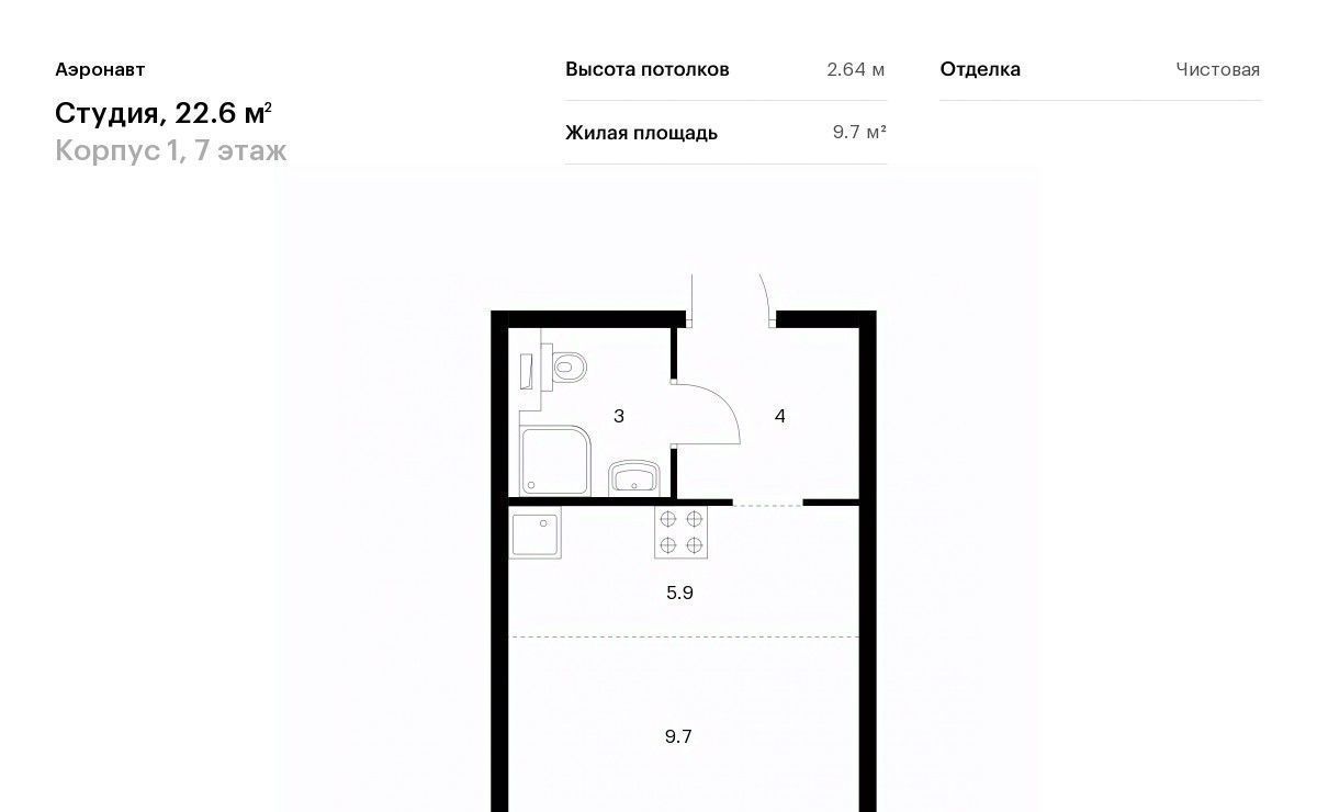 квартира г Санкт-Петербург метро Обводный Канал 1 ЖК Аэронавт 1 фото 1