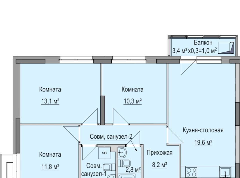 квартира г Ижевск р-н Первомайский ЖК Ключевой Ключевой Поселок мкр, Поселок 83А жилой комплекс фото 1