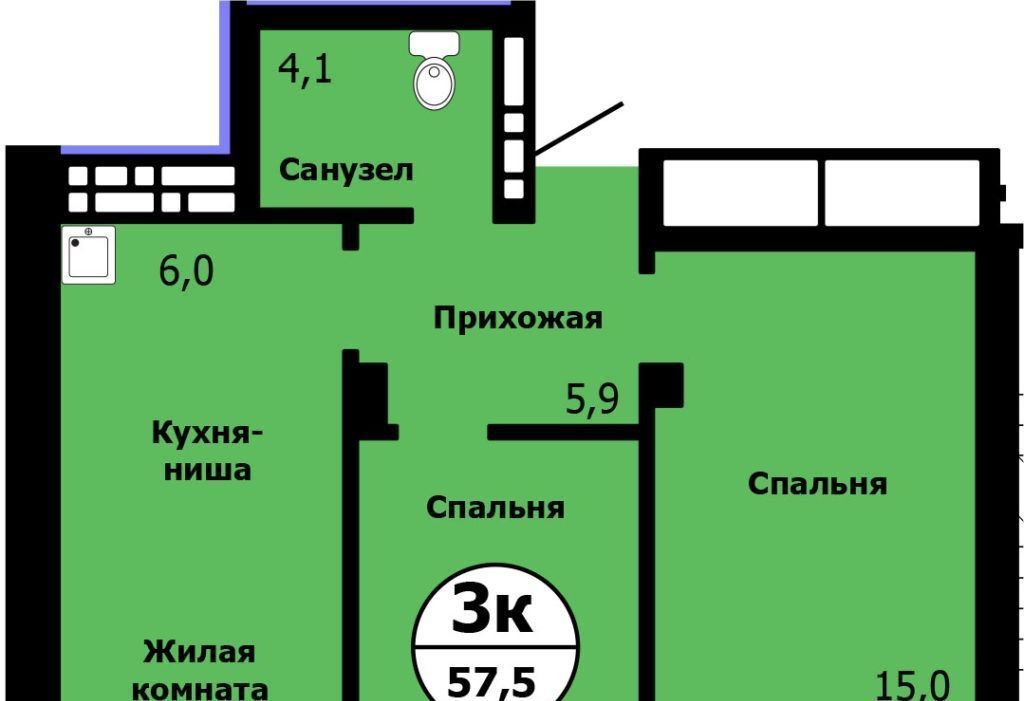 квартира г Красноярск р-н Свердловский ул Лесников 37 фото 1