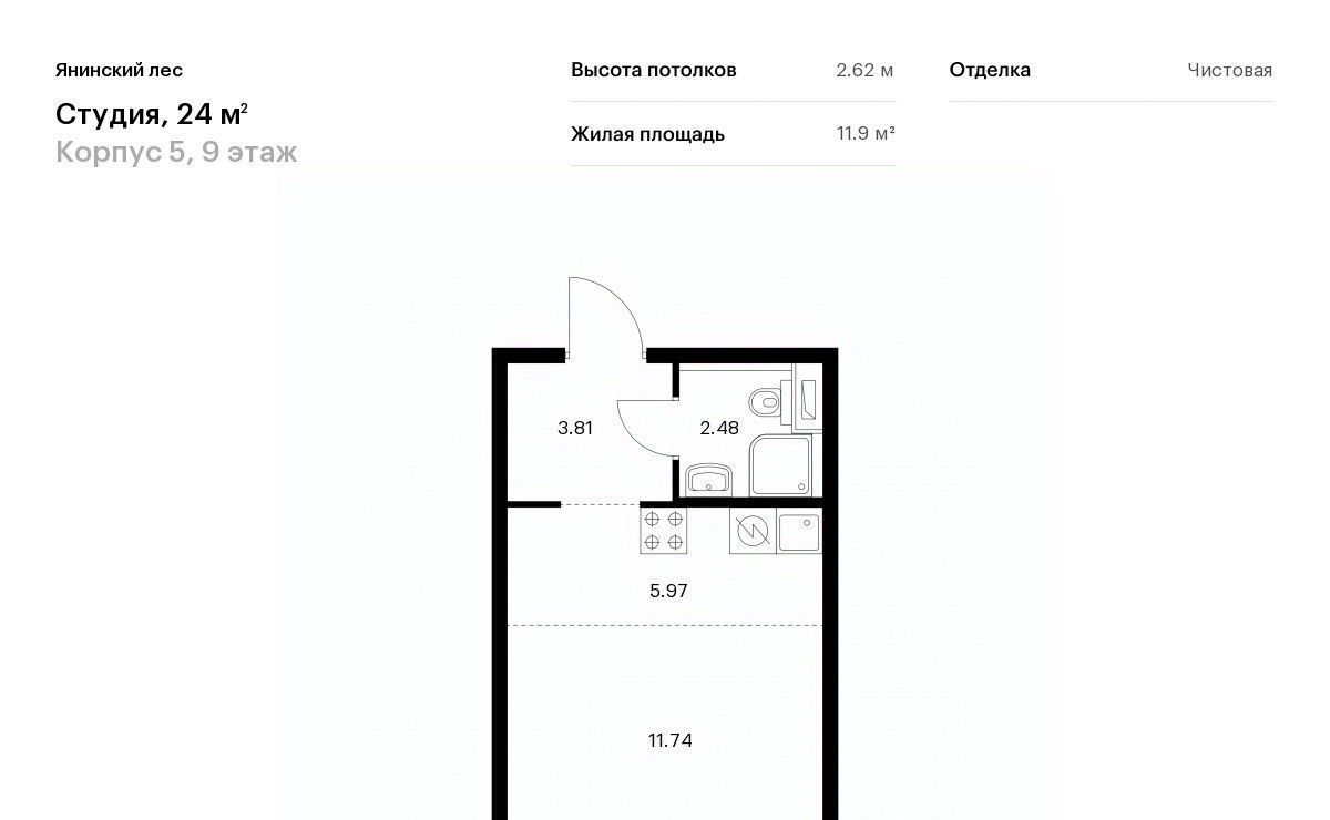 квартира р-н Всеволожский п Янино-1 ЖК Янинский Лес 5 Заневское городское поселение, Проспект Большевиков фото 1