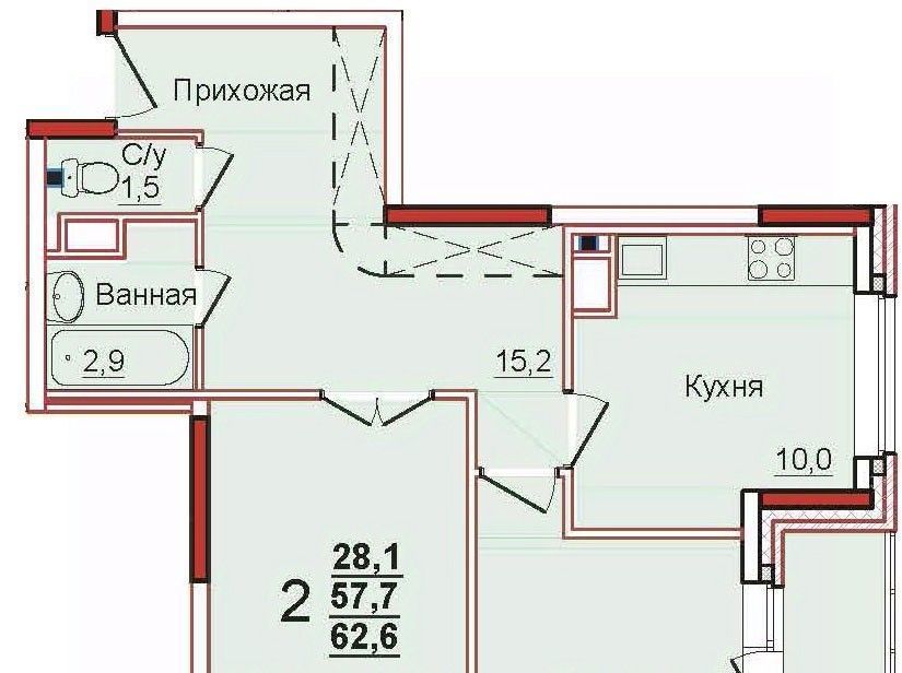 квартира р-н Ленинский с Осиновая Гора ул. Аркадия Шипунова, 12, Тула фото 1