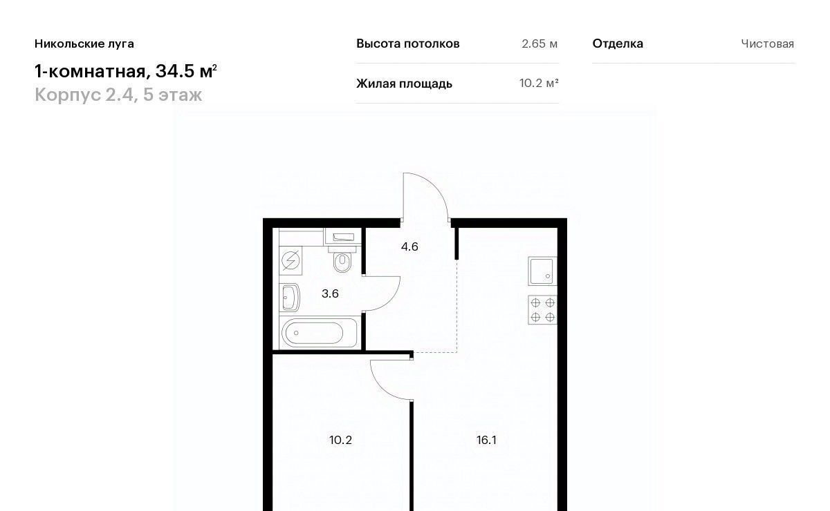 квартира г Москва метро Щербинка ЖК Никольские Луга 2/4 фото 1