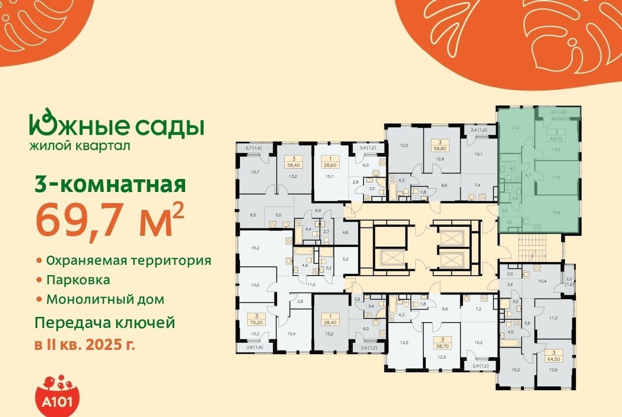 квартира г Москва метро Бунинская аллея ЖК «Южные сады» к 2. 2 фото 1