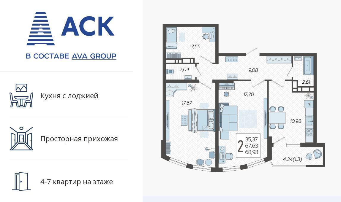 квартира г Краснодар р-н Карасунский ул Уральская 100/6 фото 1