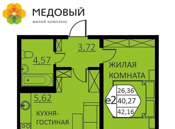 квартира р-н Пермский д Кондратово ЖК «Медовый» фото 1