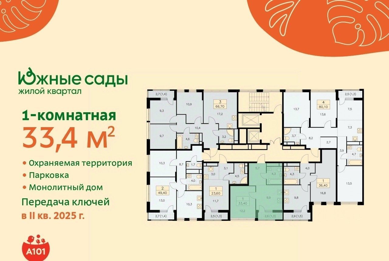 квартира г Москва метро Бунинская аллея ЖК «Южные сады» к 2. 1 фото 2