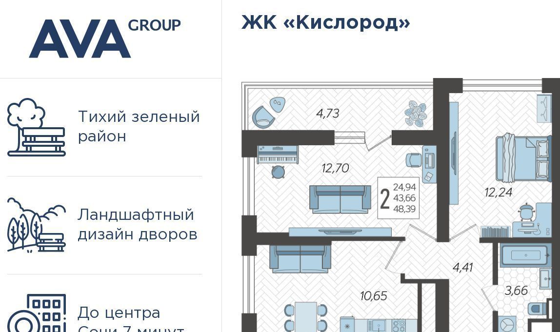 квартира г Сочи р-н Хостинский ЖК «Кислород» 5 фото 1