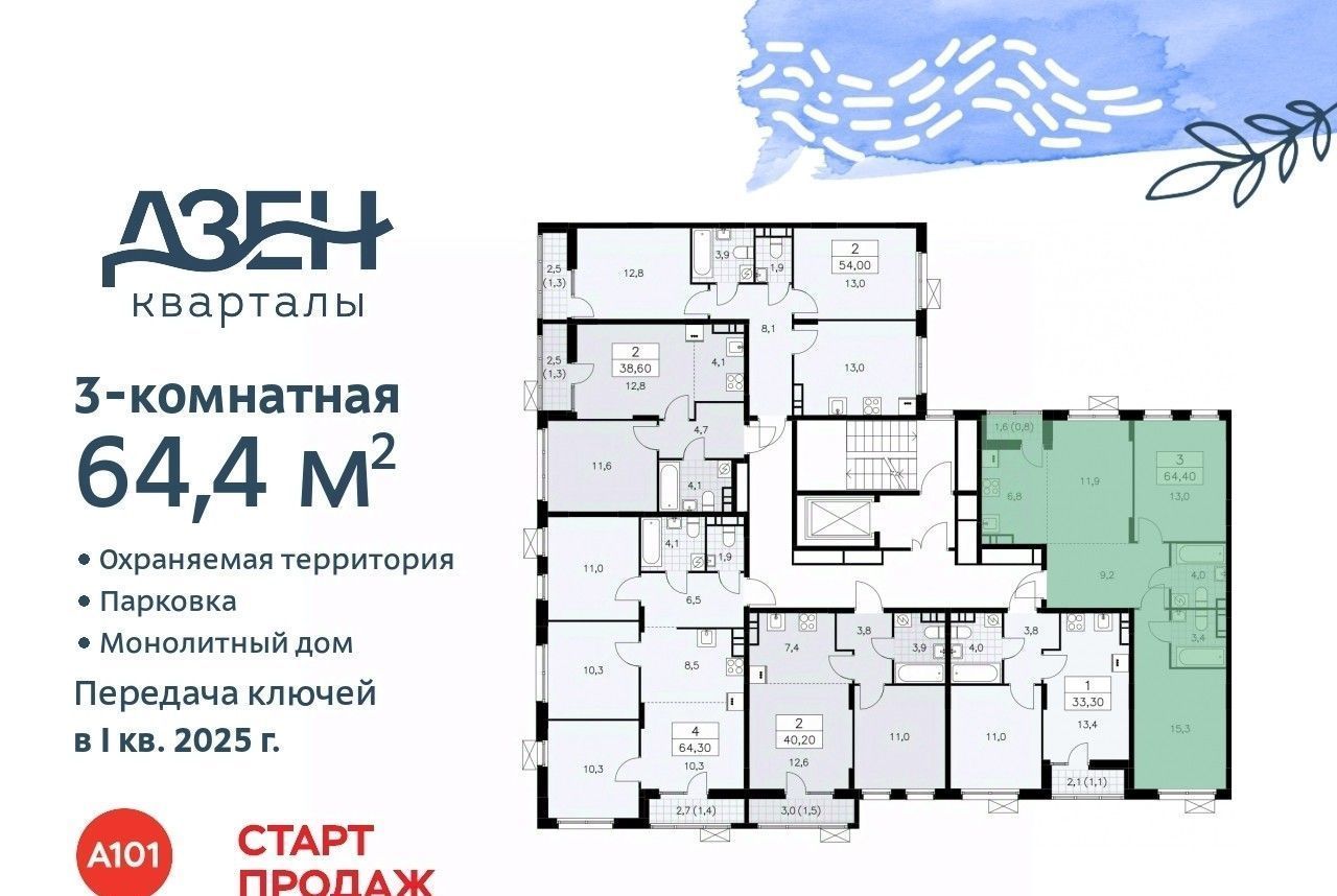 квартира г Москва п Сосенское метро Коммунарка ЖР «Дзен-кварталы» 1/4 фото 2