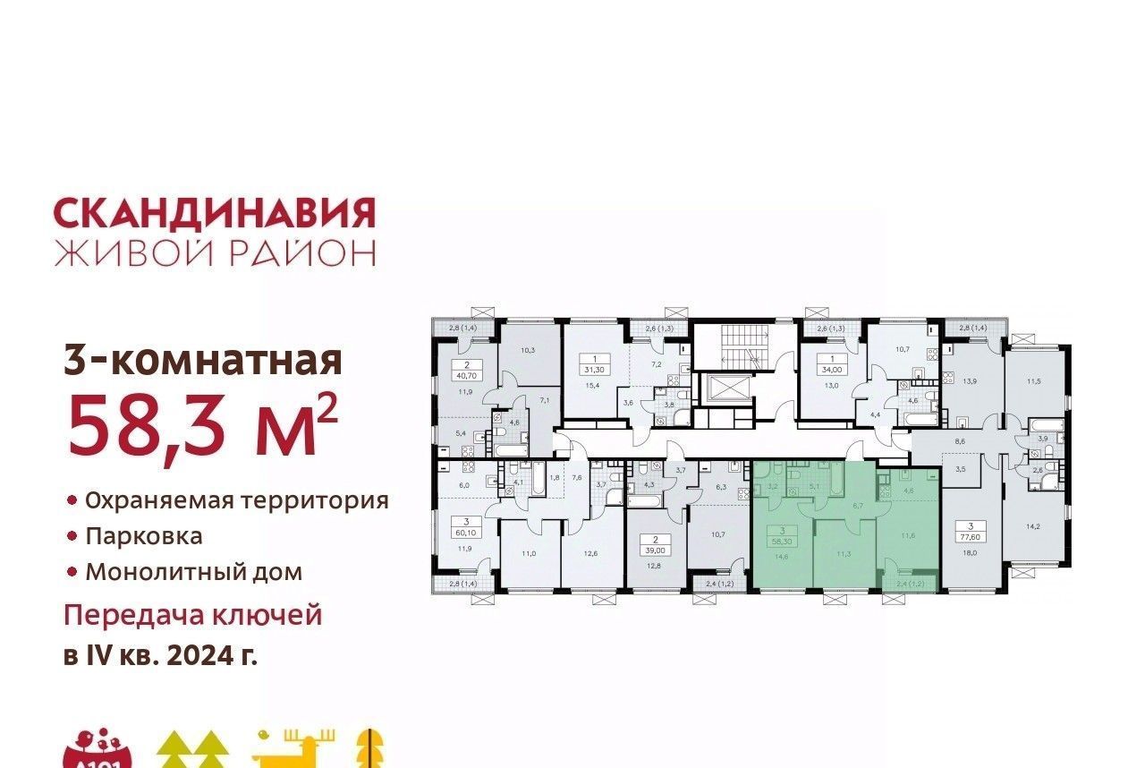 квартира г Москва п Сосенское метро Бунинская аллея № 172 кв-л фото 2