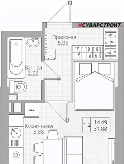 квартира г Казань Дубравная ул Братьев Батталовых 20ак/2 фото 1