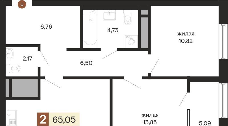 квартира г Екатеринбург Машиностроителей ЖК «Куйбышева 100» фото 1