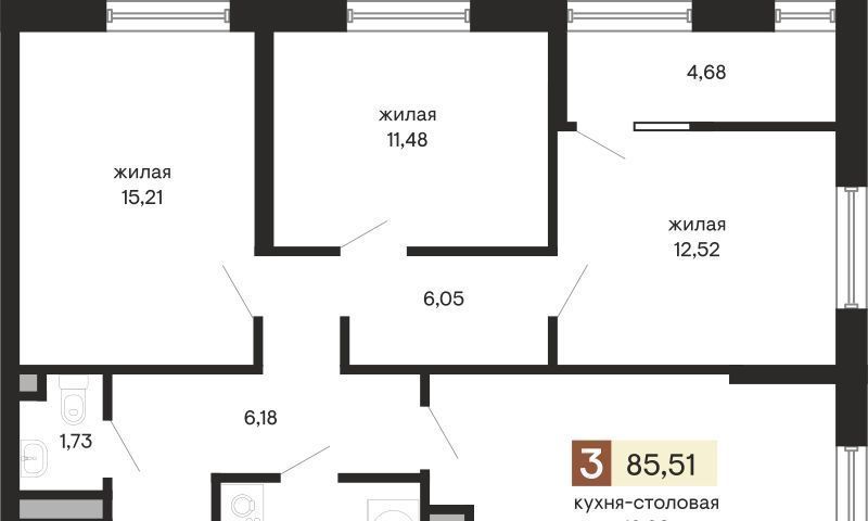 квартира г Екатеринбург Машиностроителей ЖК «Куйбышева 100» фото 1