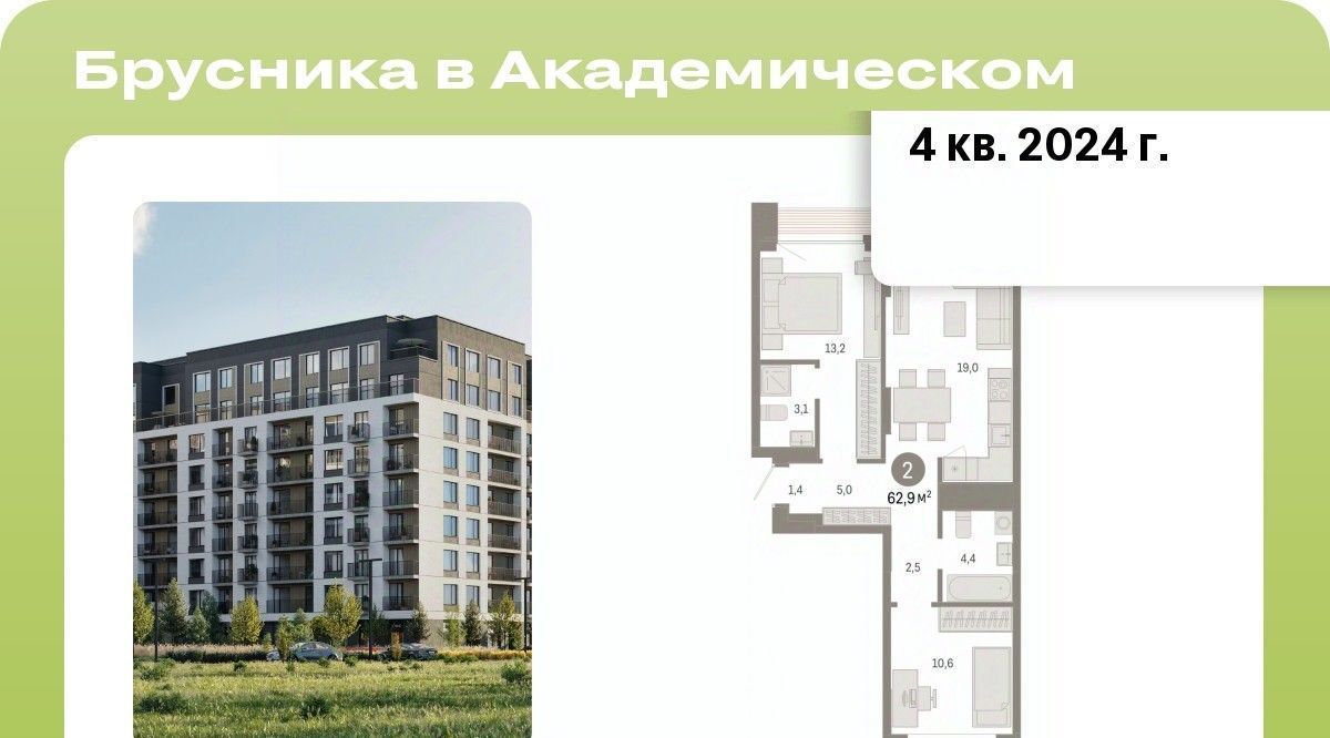 квартира г Екатеринбург Чкаловская ЖК Брусника в Академическом фото 1