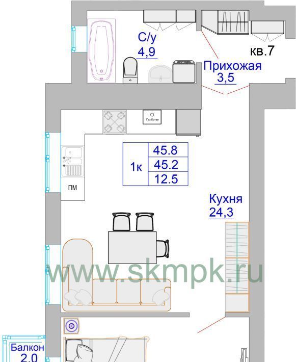 квартира г Калининград р-н Московский ул Печатная фото 1