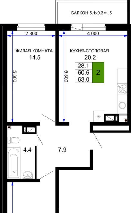 квартира г Краснодар р-н Прикубанский ЖК «Дыхание» фото 1