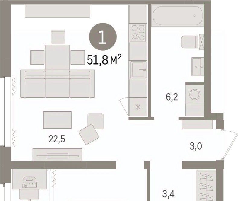 квартира г Сургут 35-й микрорайон ЖК квартал Новин 35-й фото 1