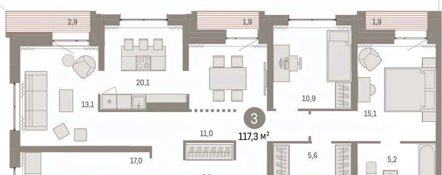 квартира г Сургут 35-й микрорайон ЖК квартал Новин 35-й фото 1