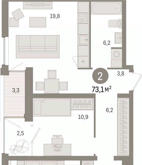 квартира г Сургут 35-й микрорайон ЖК квартал Новин 35-й фото 1