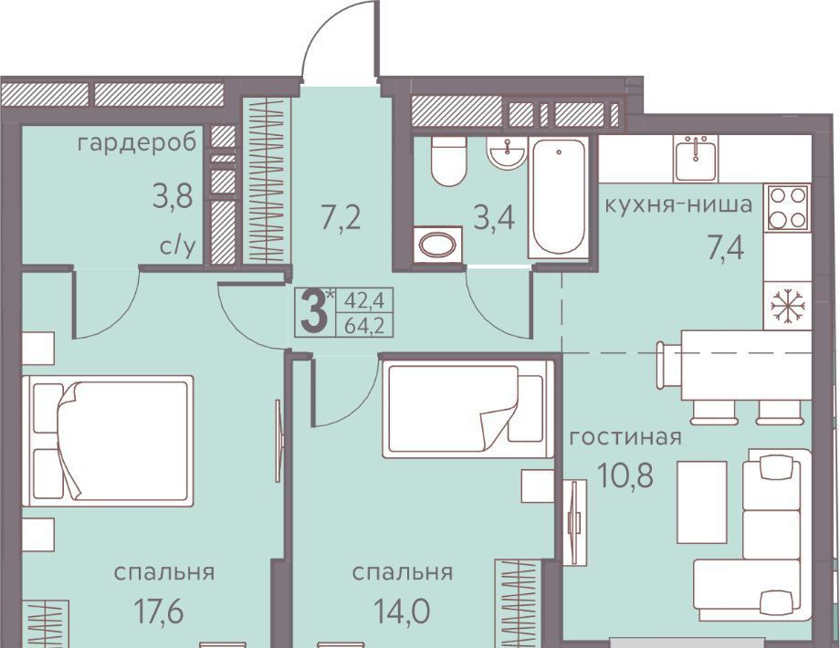 квартира г Пермь р-н Мотовилихинский ул Серебристая 5 фото 1