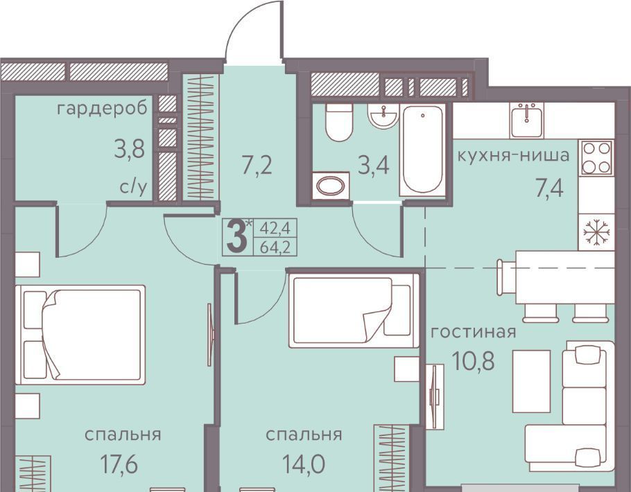 квартира г Пермь р-н Мотовилихинский ул Серебристая 5 фото 1