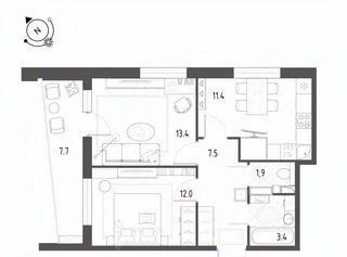 квартира г Омск р-н Кировский микрорайон Зелёная Река 3 фото 1