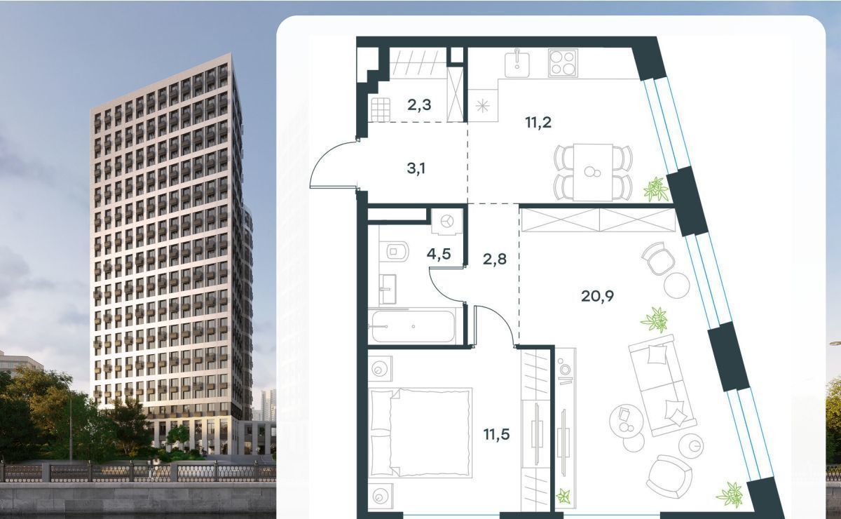 квартира г Москва метро Нагатинская ЖК Левел Нагатинская 1-й Нагатина кв-л фото 1