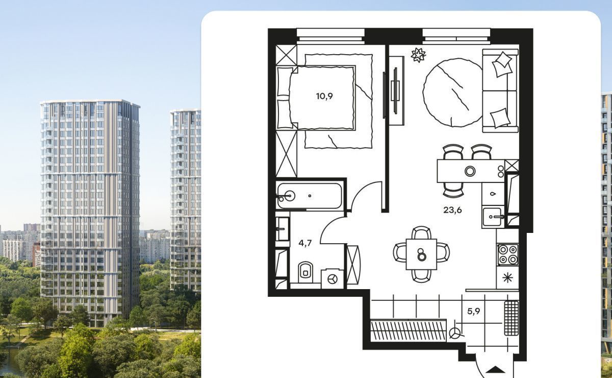 квартира г Москва метро Тушинская ш Волоколамское 81/2с 3 фото 1