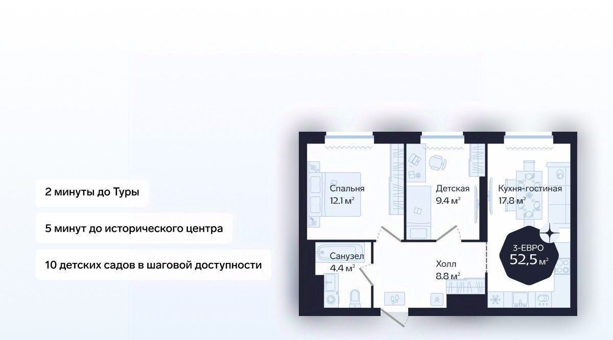 квартира г Тюмень р-н Центральный ул Новгородская 22 фото 1