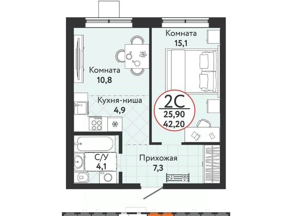 квартира г Новосибирск Золотая Нива ЖК «Первый на Есенина» фото 1